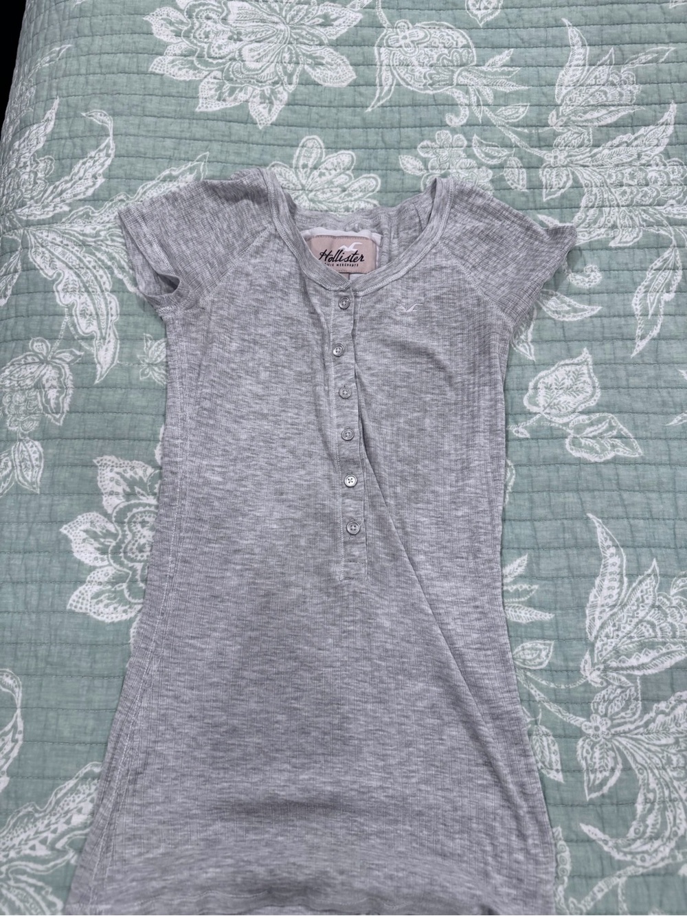 Hollister Light Grey Short Sleeve Henley Tee
